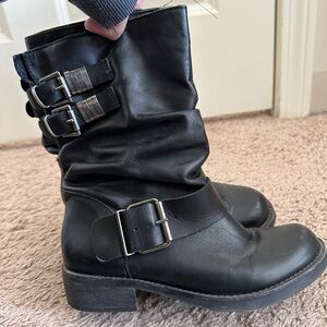Black leather boots